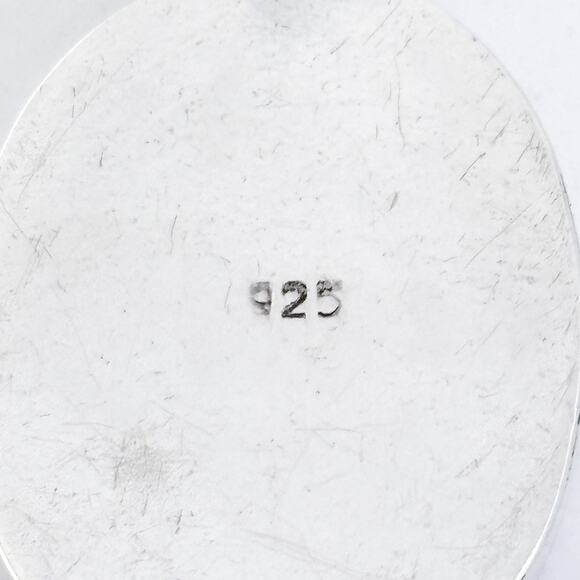 Vintage Sterling Silver 925 Iridescent Gemstone Abalone Oval Pendant - Picture 5 of 7